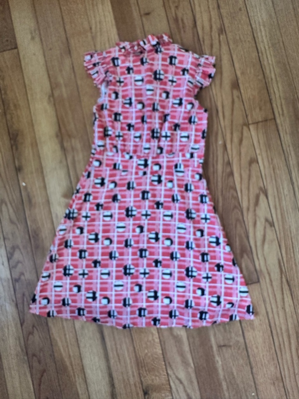Betsey Johnson Y2k vintage Coral Pink Geometric Tie-Neck Dress- 8 - Picture 3 of 4